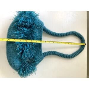 Turquoise retro fuzzy purse